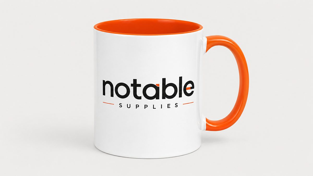 Ceramic coffee mug, branding and merchandise supplied by Notable Supplies in Uganda